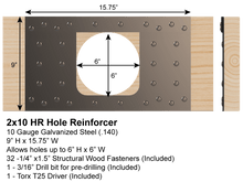 Load image into Gallery viewer, Skyline Building Solutions 2x10 HR Floor Joist Hole Repair Kit for reinforcing joist or truss holes, route utilities right through floor joists