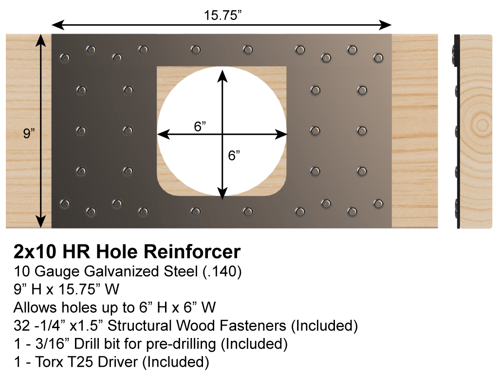 2x10 HR Floor Joist Hole Repair Kit