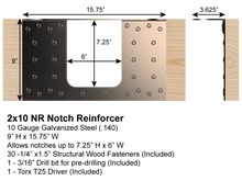 Load image into Gallery viewer, Skyline Building Solutions 2x10 NR Floor Joist Notch Reinforcer - For cuts to edge of joist, truss, structural member