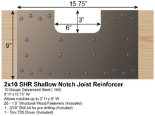 Load image into Gallery viewer, Skyline Building Solutions 2x10 SHR Shallow Notch Floor Joist Repair Kit with 3"x6" notch for routing utilities through joists