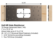 Load image into Gallery viewer, Skyline Building Solutions 2x8 HR Floor Joist Hole Repair Kit for reinforcing joist or truss holes, route utilities right through floor joists