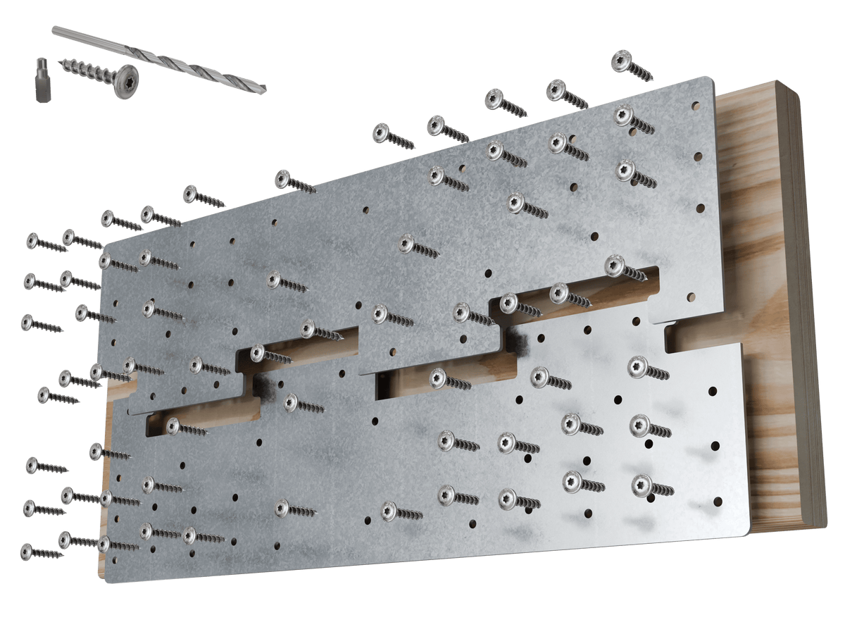 MR-S 2x12 floor joist mending plate, exploded view