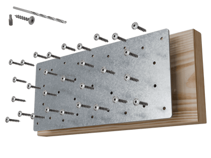 MR-S 2x8 floor joist mending plate, exploded view