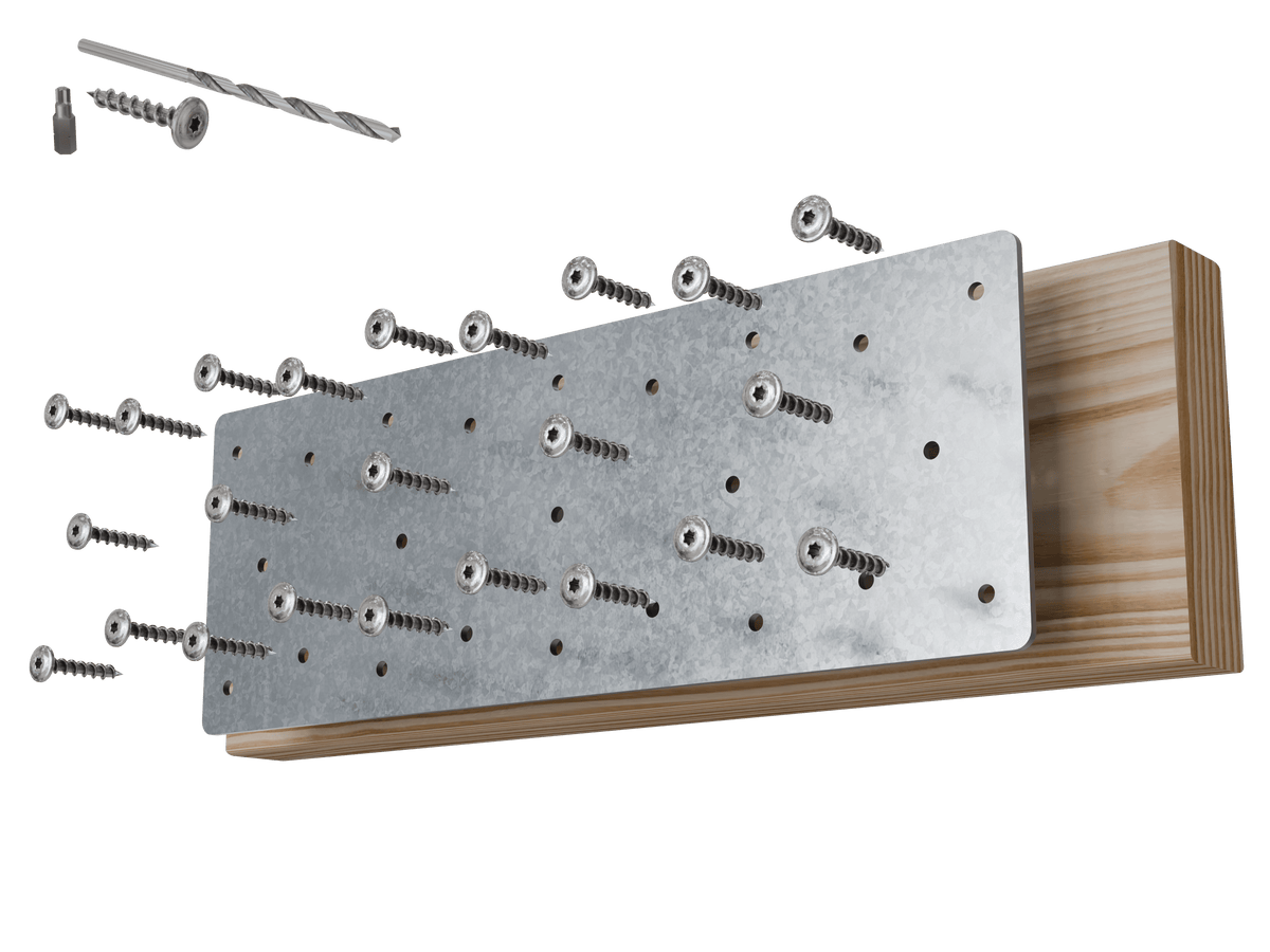 MR-S 2x6 floor joist mending plate, exploded view