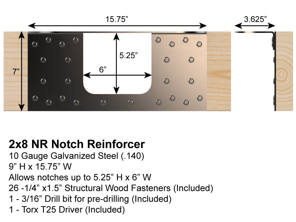 Skyline Building Solutions 2x8 NR Floor Joist Notch Repair Kit