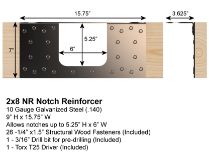 Skyline Building Solutions 2x8 NR Floor Joist Notch Repair Kit